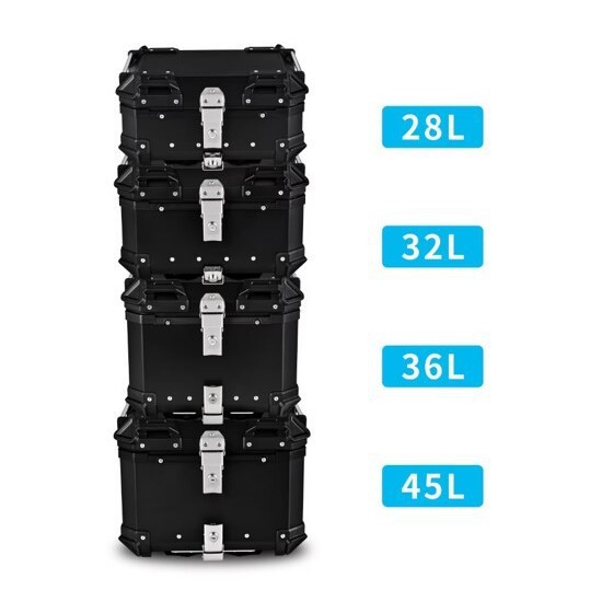 Pequeño fácil de desmontar aleación de aluminio bicicleta de la motocicleta tronco 25L/32L/36L ligero diario cercanías Negro/Plata