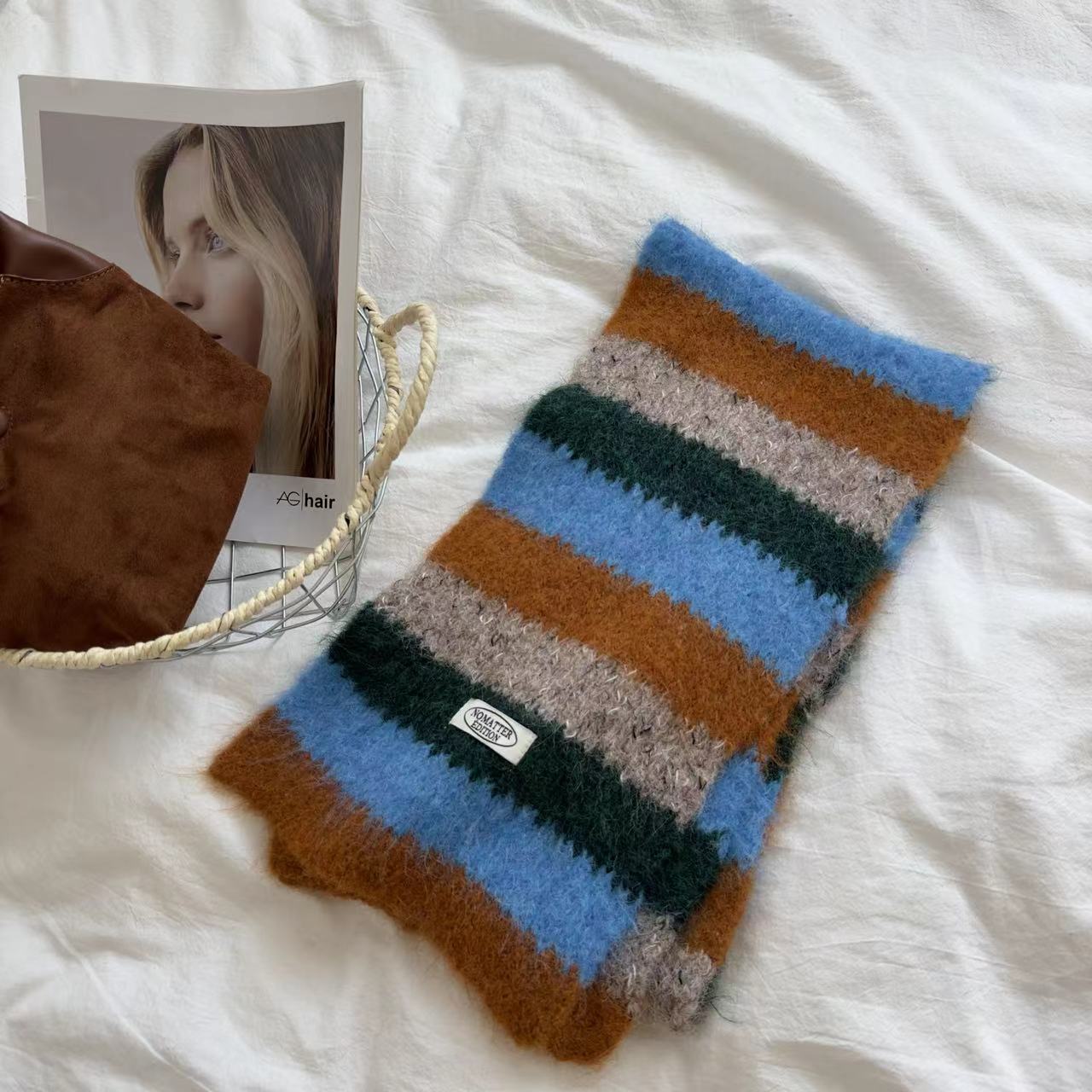 Bufanda Tejida de Lana para Invierno Cálida y Suave para Otoño e Invierno