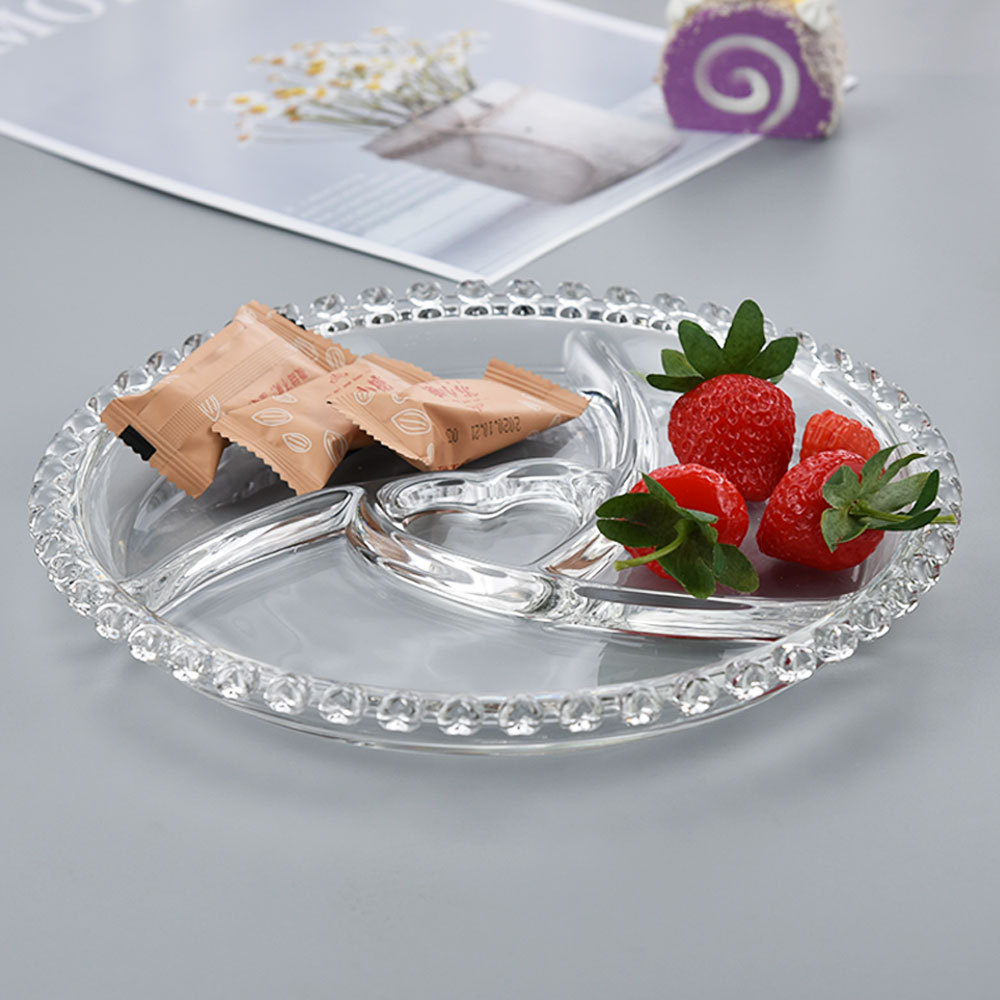 现代简约ins风水果高脚托盘 透明水晶玻璃果盘爱心盘北欧婚宴托盘