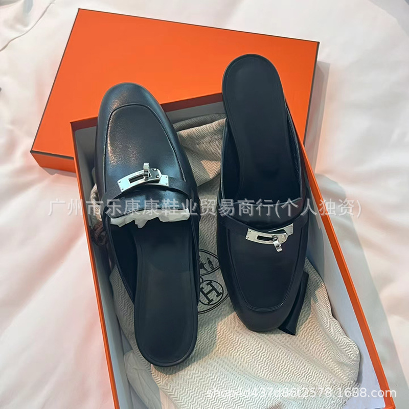 H's Baotou ハーフスリッパ レディース アウターウェア サンダル 2025 新しいロックフラットミュールシューズ多用途怠惰な旅行靴|undefined