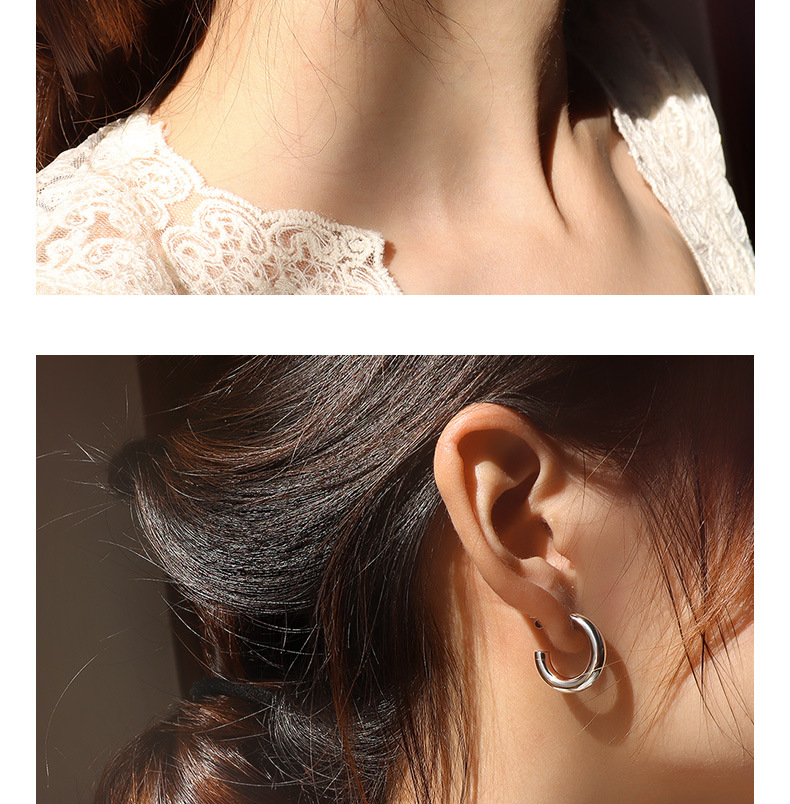 French style ins jewelry simple size geometric hollow round ring earrings titanium steel earrings