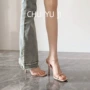 裸色细跟夏季一字高跟鞋
