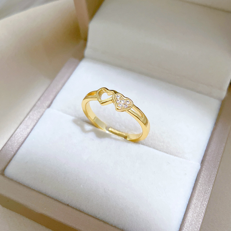 Anello piccolo vuoto d'amore, regolabile, gioiello semplice, anello giapponese, anello di coppia_voghion.com