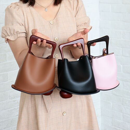  New Imported Calfskin Genuine Leather Women's Bag High-end Commute Vegetable Basket Bag Large Capacity Commute Tote Bucket Bag