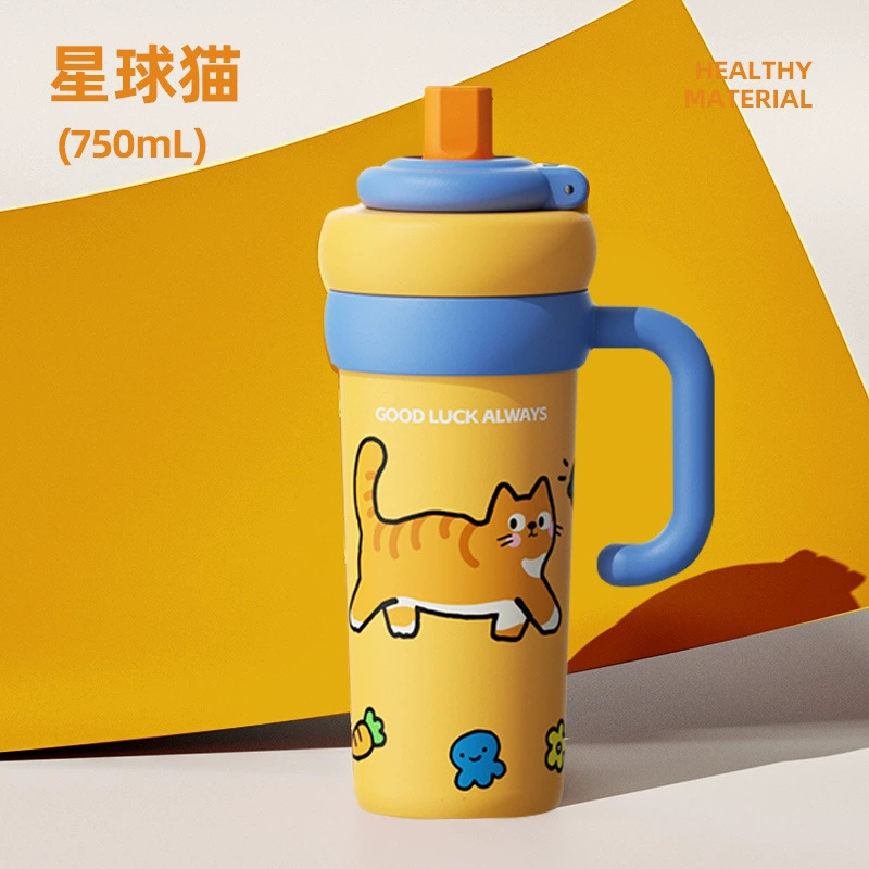 Capacious glass, tea cup, high quality ceramic straw with glass