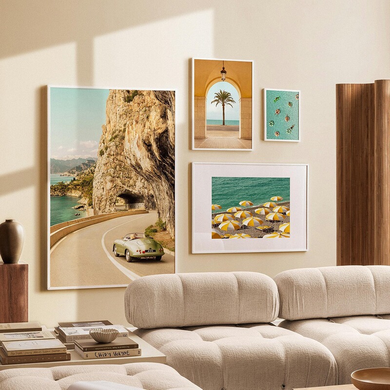 Seaside Beach Summer Photography Landscape Art Poster Modern Living Room Sofa Background Wall Decoration Wall Sticker