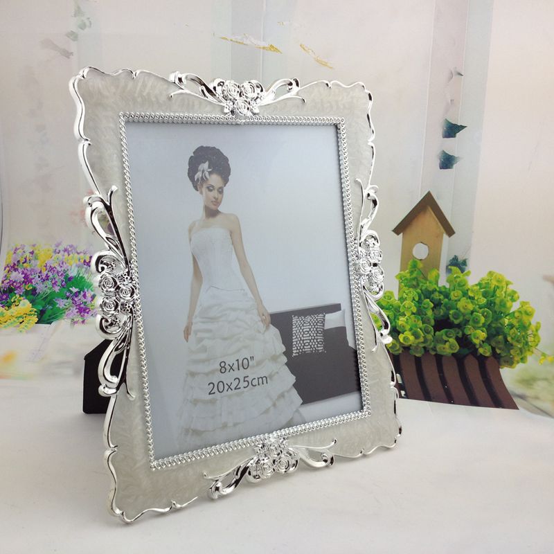 北歐復古樹脂相框 銀色邊7寸10寸影樓結婚照婚紗照擺台滴膠相架
