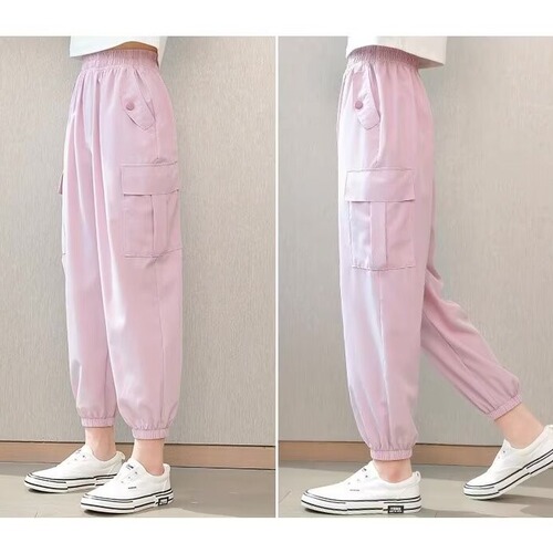Children's Mosquito-Proof Pants Summer 2024 New Ice Silk Thin Sports Pants Kids Workwear Pants for Girls Big Kids Summer Outfit