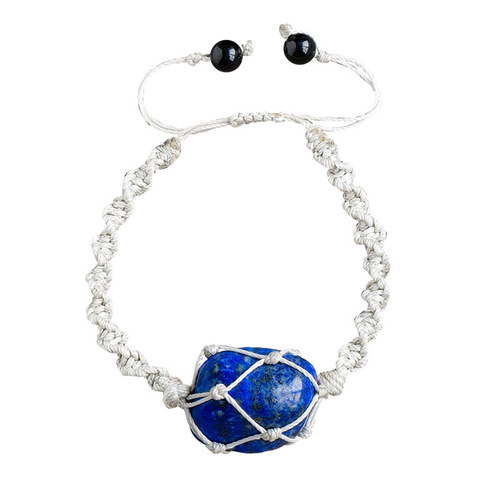 Cross-border hot selling natural crystal rolling stone mesh bag woven bracelet European and American fashion amethyst women's retro bracelet wholesale