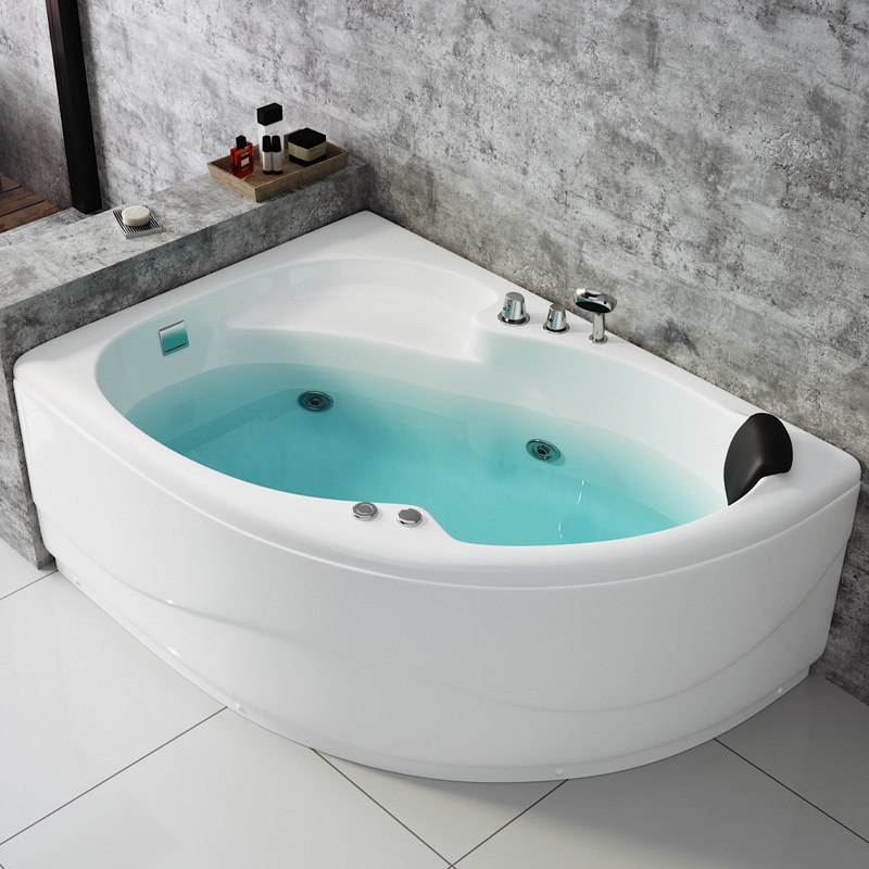 Acrylic Bathtub Fan-Shaped Freestanding Home Adult Constant Temperature Heated Surf Massage Pool Basin Wall-Mounted Triangular Arc