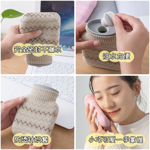 Cartoon silicone hot water bottle filled with water and explosion-proof mini hot water bottle filled with water cute small hand warmer hand warmer bag wholesale
