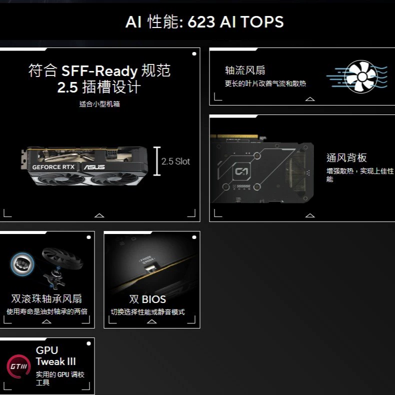 Подходит для Asus Snow Leopard E-sports Game Graphics Card DUAL-RTX5060-O8G Dual Fan Graphics Card 618