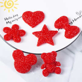 新款树脂配件满天星砂糖钻面 新年红色头绳配件 diy手机壳贴片