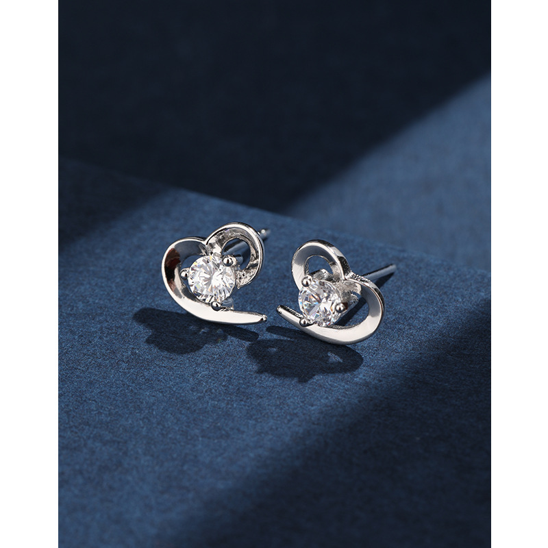 925 nicho de plata esterlina simple coreano pequeño agujero de orejas aretes de piedra de silicio aretes de alta calidad para mujeres