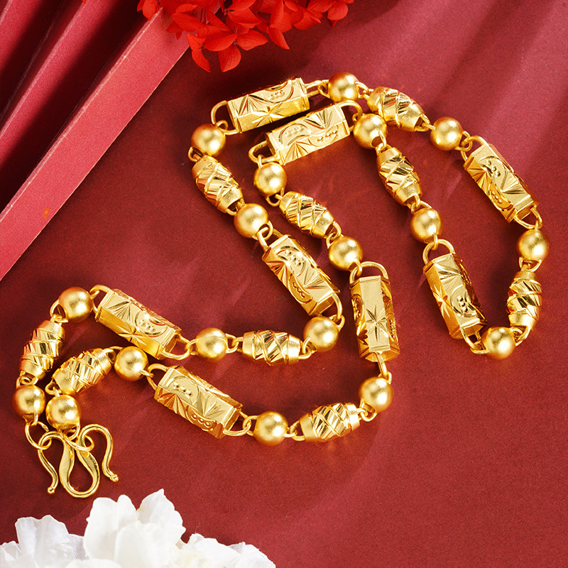 Vietnam arroz dorado de bambú collar de perlas huecas estilo nacional retro estilo alto lujo ligero accesorios Yiwu al por mayor