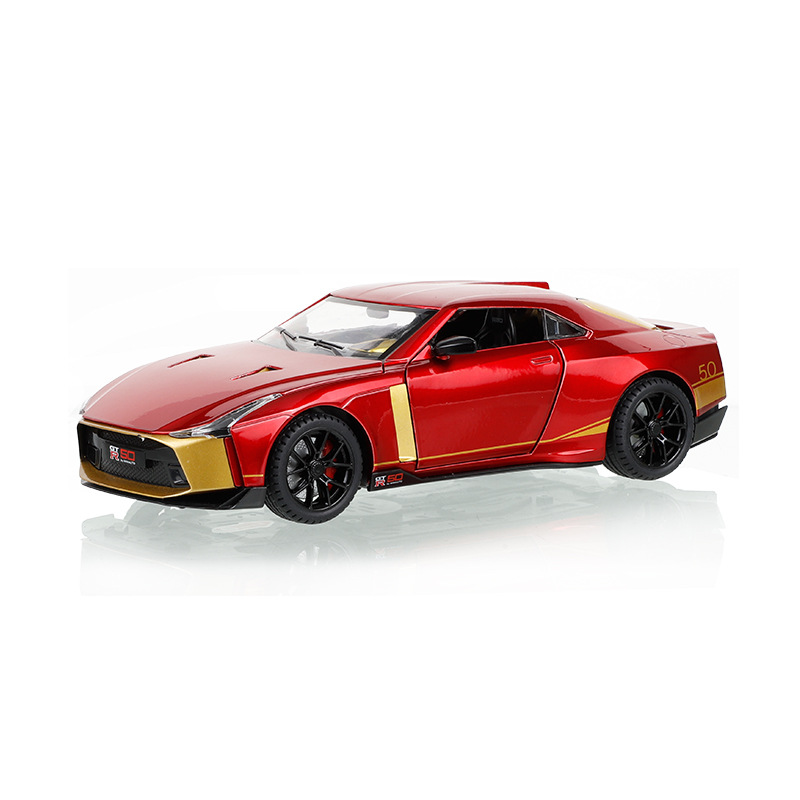 (2개) JIANYUAN 1:24 닛산 GT-R50 기념일 에디션 ACOUSTO-OPTIC 자동차 시뮬레이션 합금 자동차 모델 장난감 컬렉션 장식품
