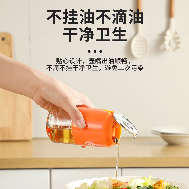 Tarro de condimento personalizado, apertura y cierre automáticos, cocina a prueba de fugas, salsa de soja, vinagre, botella de aceite de cola, olla de aceite de condimento de vidrio resistente a altas temperaturas