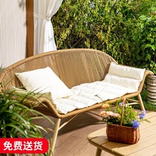 藤编沙发椅北欧户外藤椅子庭院花园阳台露台休闲沙发椅室外沙发无