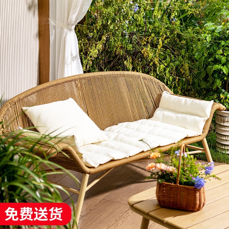 藤编沙发椅北欧户外藤椅子庭院花园阳台露台休闲沙发椅室外沙发无