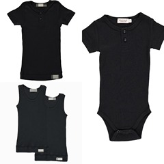 ins風莫代爾棉嬰兒包屁衣寶寶夏季親子短袖上衣黑色MAR同款