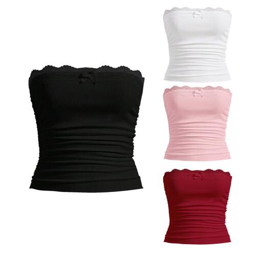 women's new wrapped chest pleated vest T-shirt top