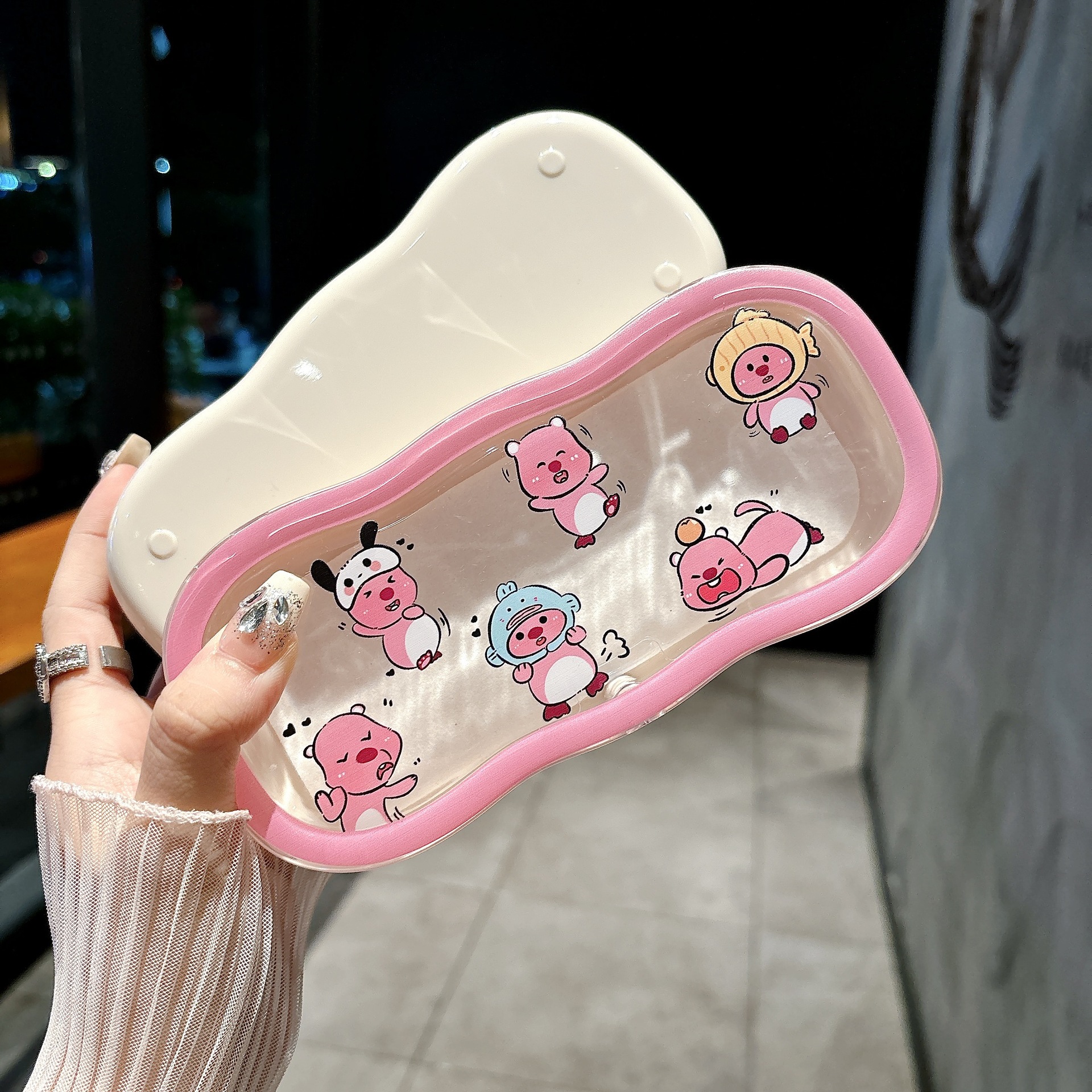 Caja de gafas transparentes de borde de la nube, alta sensación de almacenamiento portátil, niños, niños, niños, estudiantes, lindos, caja de gafas al por mayor