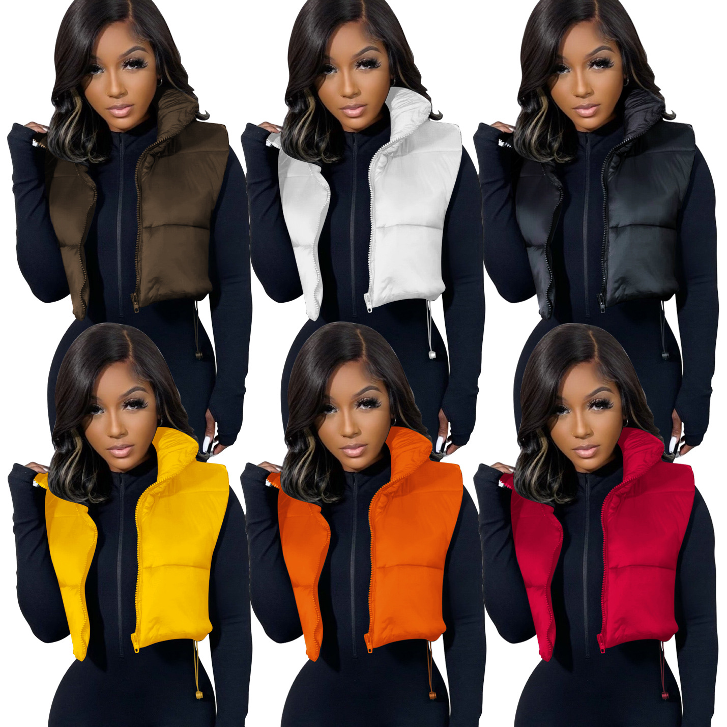 Femmes Mode Couleur Unie Fermeture Éclair Manteau Gilet display picture 4