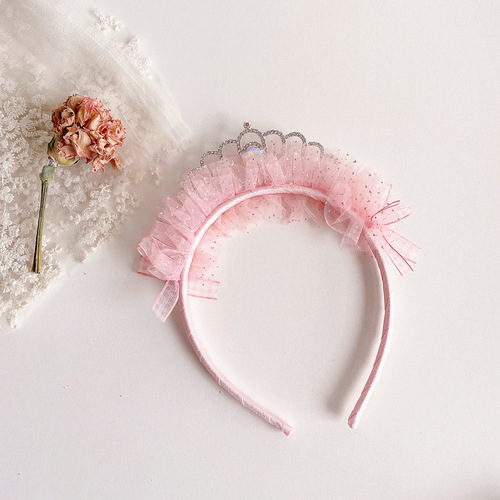 New Korean princess style diamond crown dotted mesh children's hair hoop headband hair accessories headdress