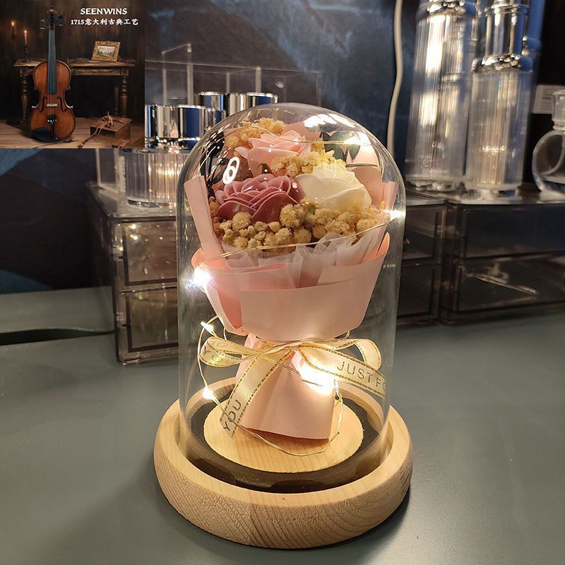 [점장 추천] 웨이브 앤 로맨스 - 혼합 장미 3송이 - 선물가방 + 축하카드 + 배터리 [완제품 발송]