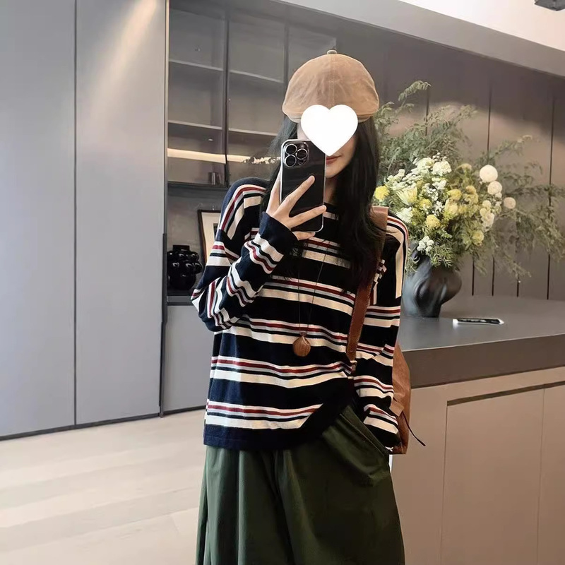 Meiyang meiyang Pansy Sweater Silk Cashmere Blend | Striped Loose Crewneck Long Sleeve Top