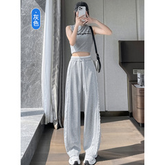 蕾丝弯刀裤女2025秋冬新款花边拼接高级感阔腿裤休闲香蕉运动长裤