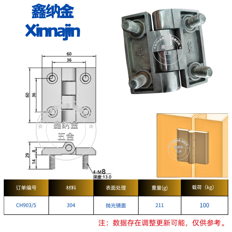 304不锈钢重型合页加厚带螺柱工业焊接配电柜电箱机械设备箱铰链|undefined