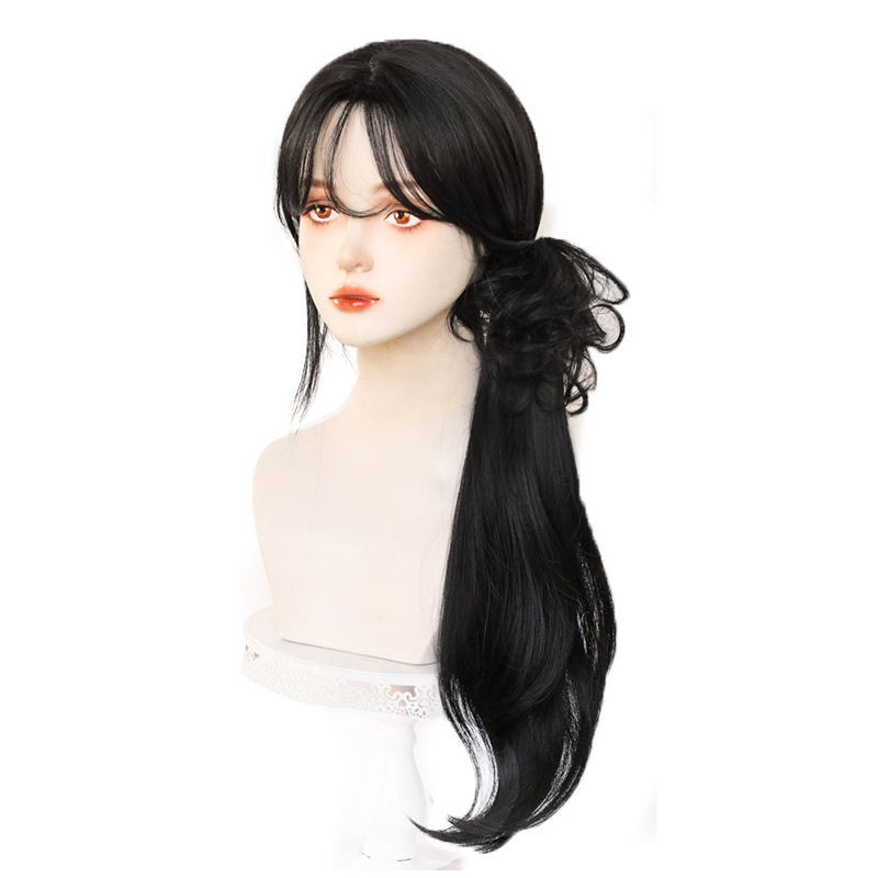 Nuevo estilo chino trenza de cola de caballo nuevo estilo retrógrado de cabello medio en un estilo antiguo estilo de cabello de simulación de cabello micro-roll de cola de caballo baja