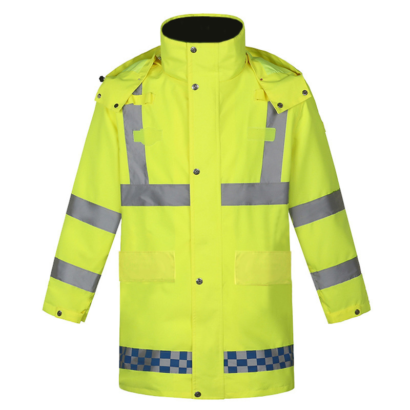 Winter Style Detachable Cotton Lining Fluorescent Yellow Wholesale Reflective Raincoat Multifunctional Two-Piece Raincoat and Rain Pants for Outdoor Rescue