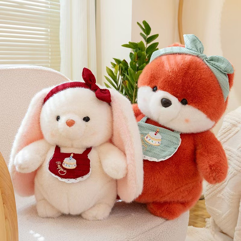 Cocoa Party Bib Duck Plush Toy Activity Panda Fox Ornament Rabbit Birthday Gift Arcade Redemption
