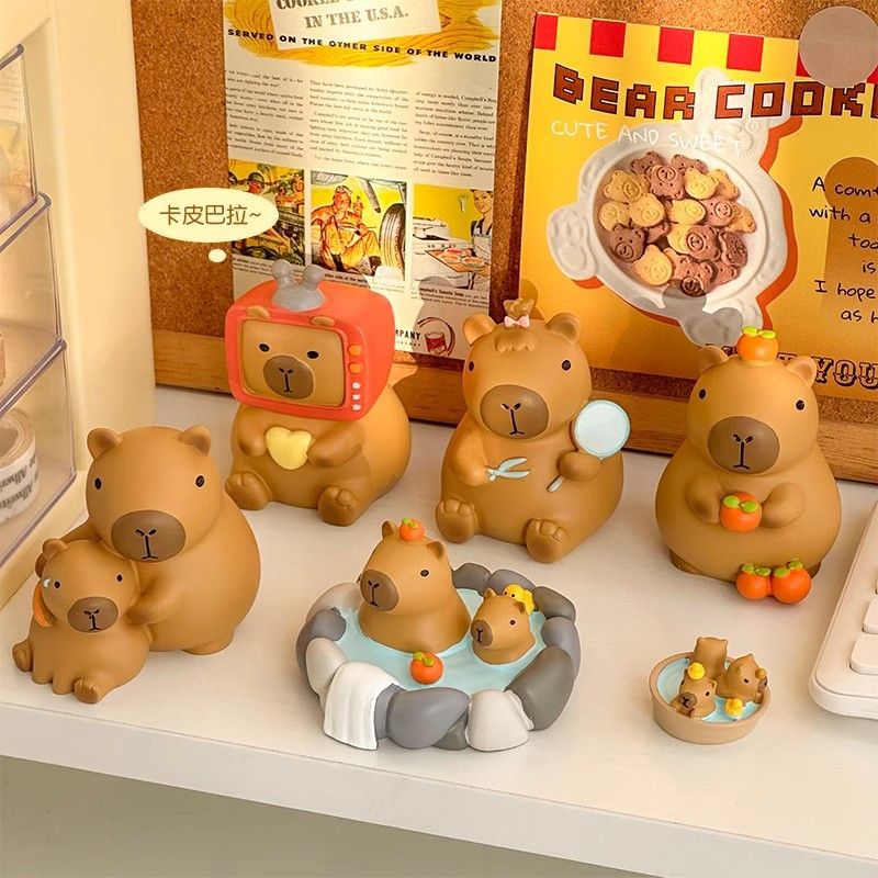 Pequeño frijoles Capybara dibujos animados hechos a mano del delfín de agua decoración de mesa caja ciega huevo girado regalo pequeño estudiante