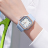 歌迪学生运动风考试手表方形表盘带夜光带日历硅胶带防水石英腕表