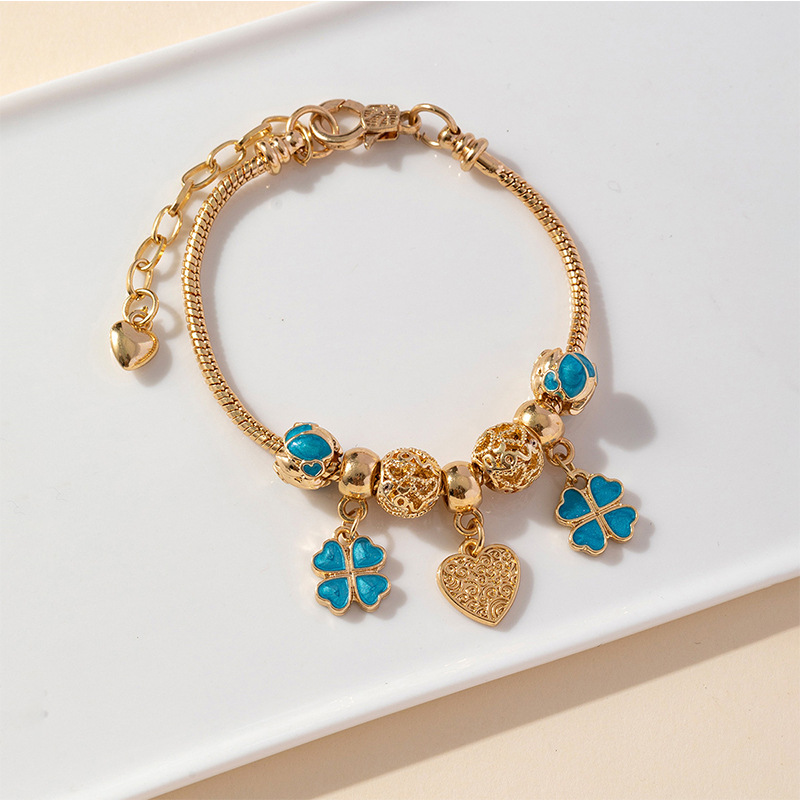 Panjia pulsera Dora DIY cuentas explosivas transfronterizas colgante en forma de corazón personalidad goteo de aleación hueco brazalete accesorios image 1