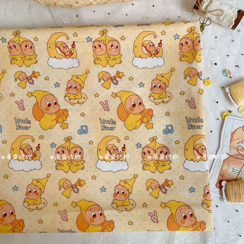 Pure Cotton 40-Count Cute Cartoon Digital Print Fabric for Handmade DIY Home Wear, Pajamas, Anti-Mosquito Pants, and Children's Clothing