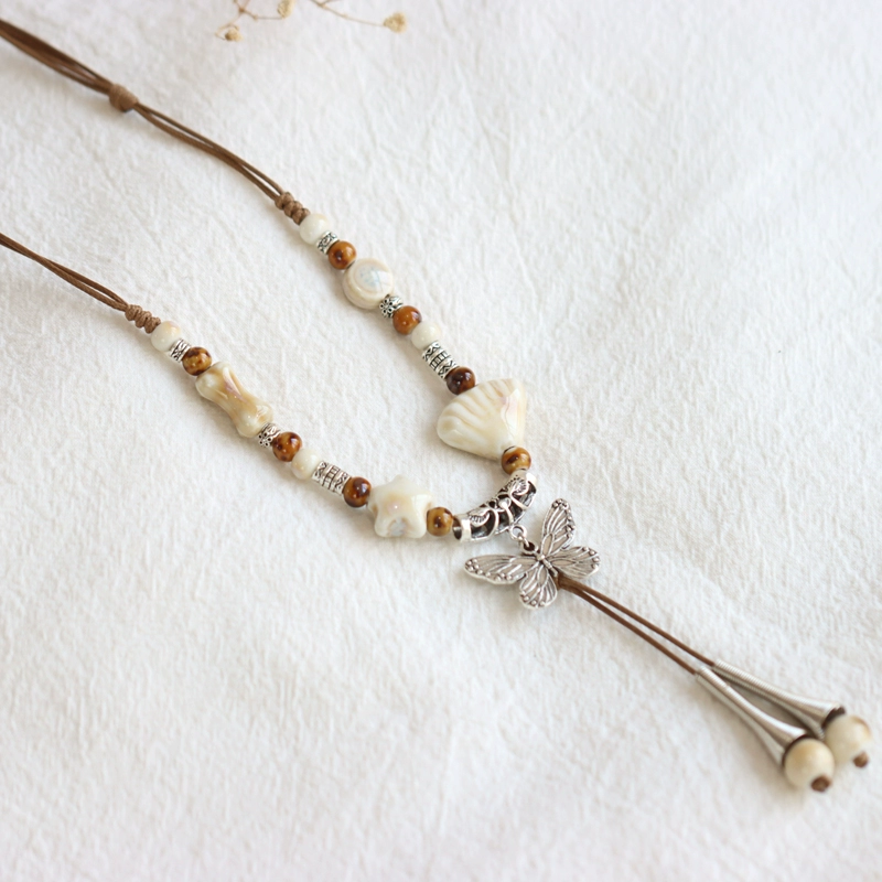 Nanmengdie Xiao национальный стиль Jingdezhen керамическое ожерелье национальный стиль новый китайский стиль длинная бабочка свитер цепь женский 430