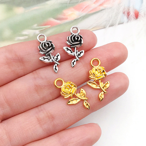 1 Alloy Rose Pendant Creative DIY Bracelet Necklace Pendant Accessory Vintage Alloy Mini Charms