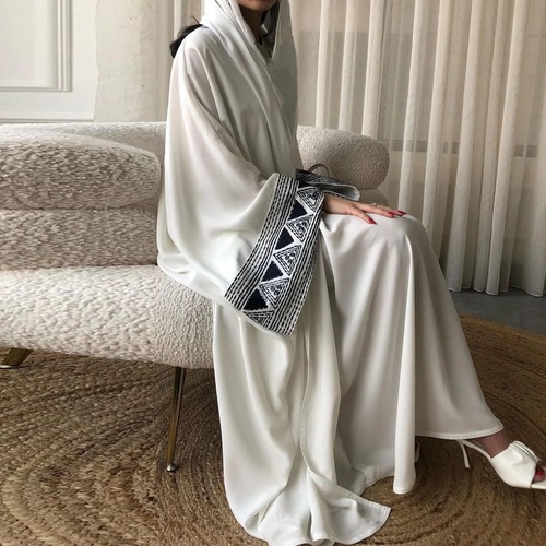 F418 E-commerce Independent Store Arabic Embroidered Floral Robe Fashion Outerwear Abaya Robe