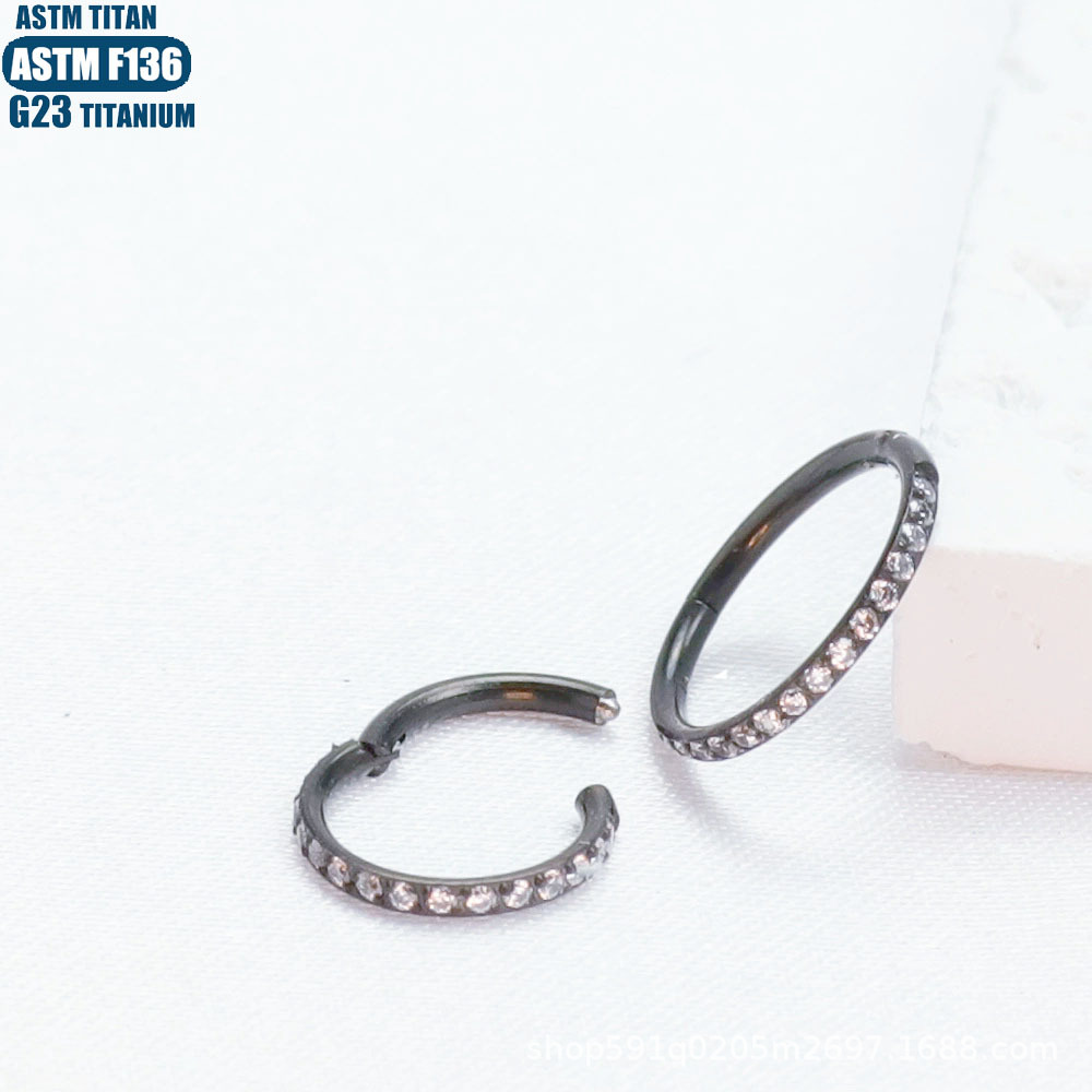 F136 Implant Grade Titanium Alloy Nose Ring Earring with Zircon CNC Seamless Ring - Fashion Geometric Jewelry detail image 10