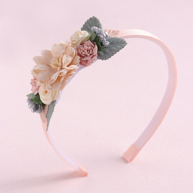 Women's Gender Sweet Style Sweet Leaf Flower Bow Knot Imitation Pearl Polyester Hair Band