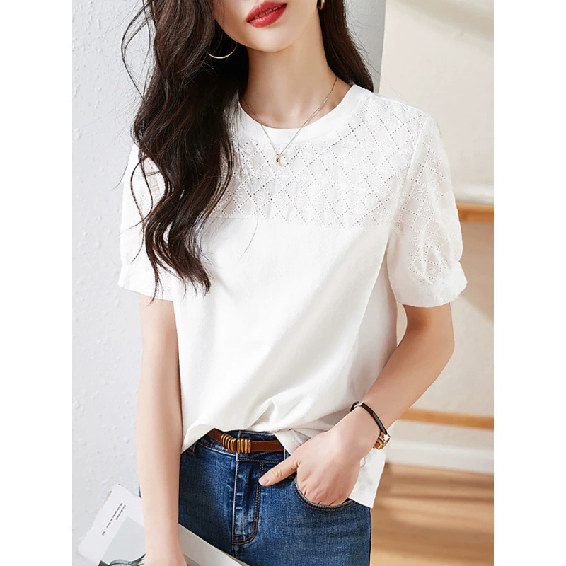 В наличии, универсальная футболка в японском и корейском стиле с вышивкой, новая однотонная модная Универсальная женская футболка в Корейском стиле на 23 лета