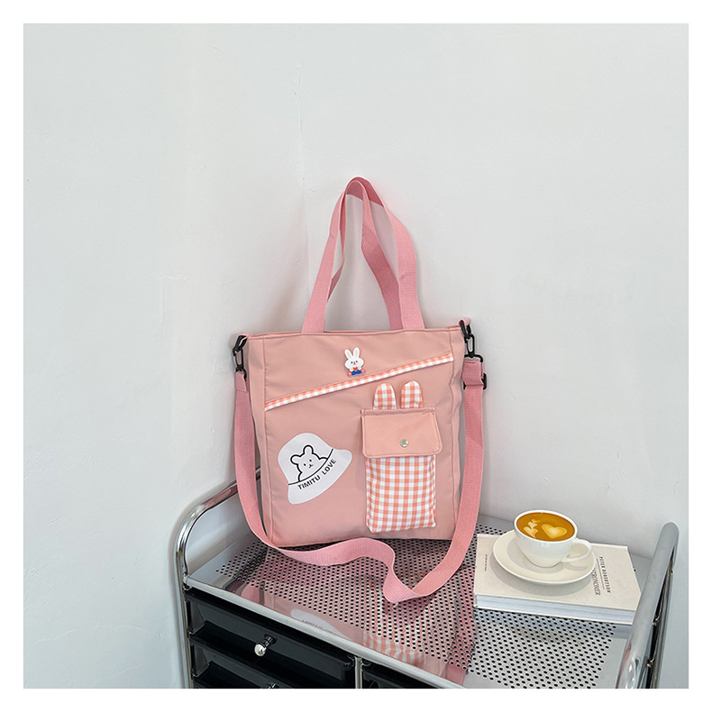 Student Canvas Casual Handbag 2022 New Fashionable Korean Style Cartoon Bear Cute Soft Girl Girl Crossbody Bag