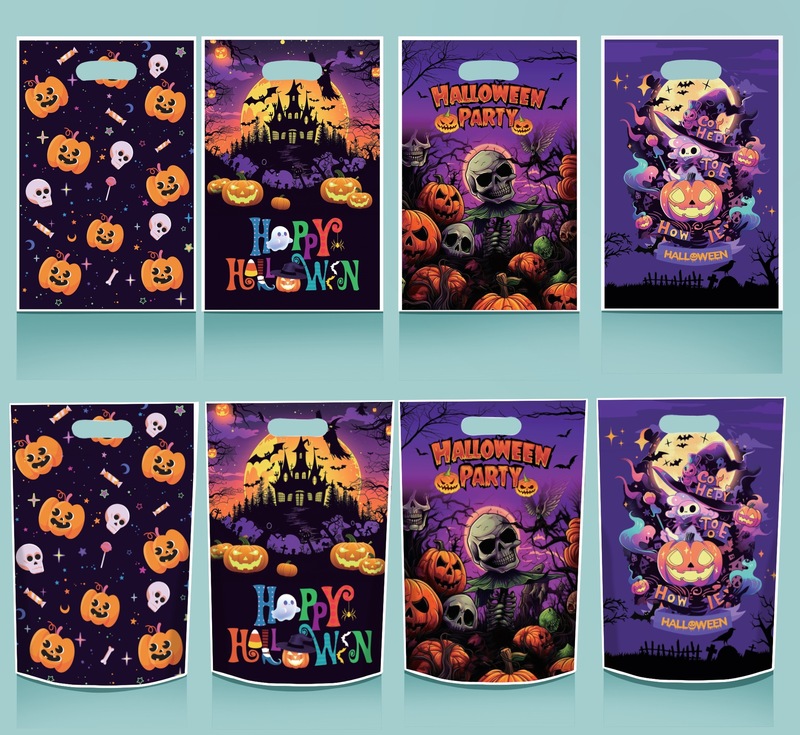 2025 新しいハロウィンキャンディバッグハロウィントートバッグ漫画パターンハンドバッグハロウィンギフト包装袋|undefined