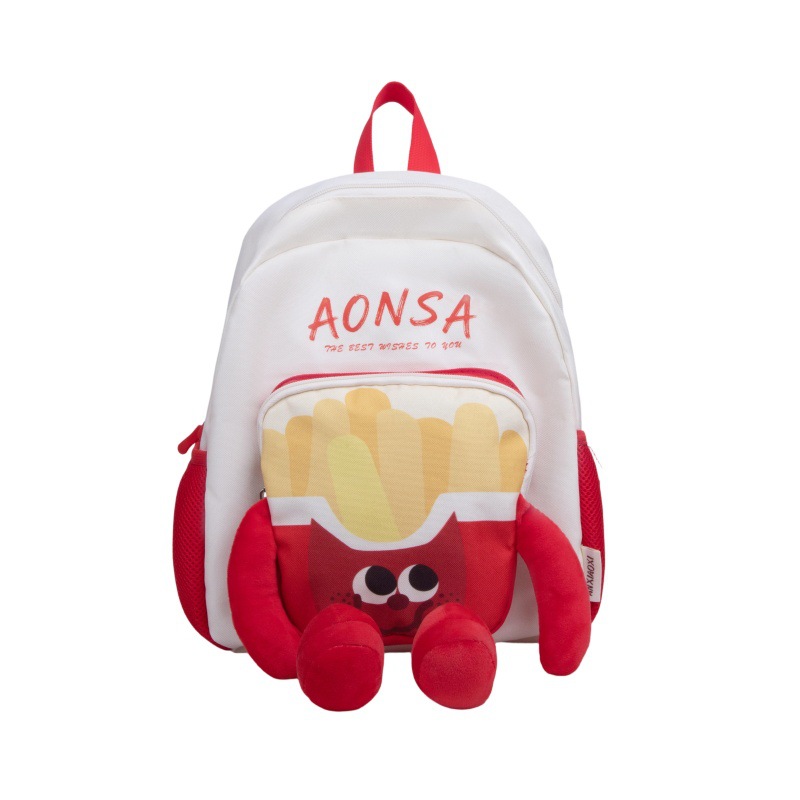 Jardín de infantes mochila de bebé caricatura encantadora queso patatas fritas mochila para niños y niñas nueva mochila infantil transfronteriza