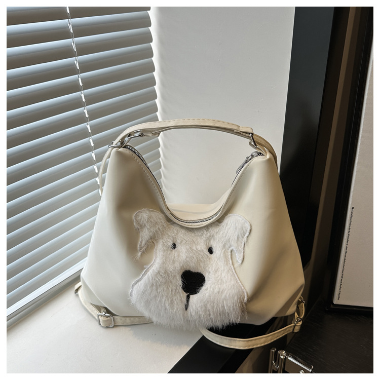 Cute little dog tote bag, women's bag, fashionable new school style backpack, large-capacity commuting single-shoulder bag undefined