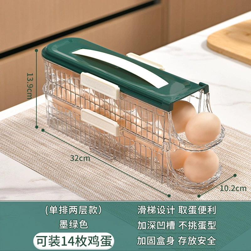 Egg storage box refrigerator side door storage box rolling food -class egg stand automatic rolling egg box, egg box preserving box
